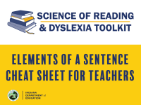 Elements of a Sentence Cheat Sheet for Teachers