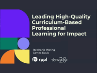 Leading High Quality Curriculum Based Professional Learning for Impact